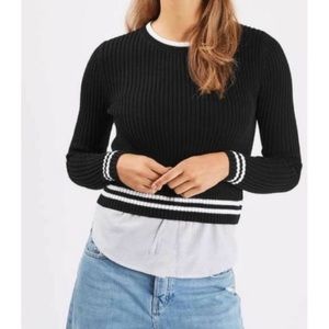 Topshop Black and White Sweater w/ Connected Shirt